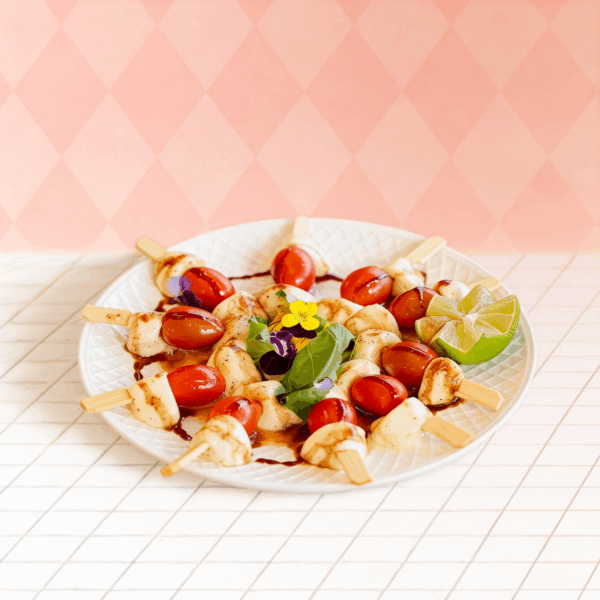 Tomato, Fresh Cheese Balsamic Skewers